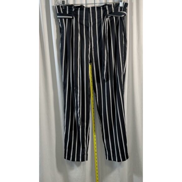 H&M Stripe Belted Paperbag Pants, Blue & White, Sz: 12, 79-40 - Picture 8 of 16